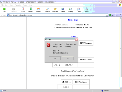 homepage error