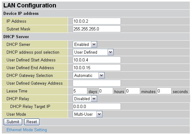 lan config